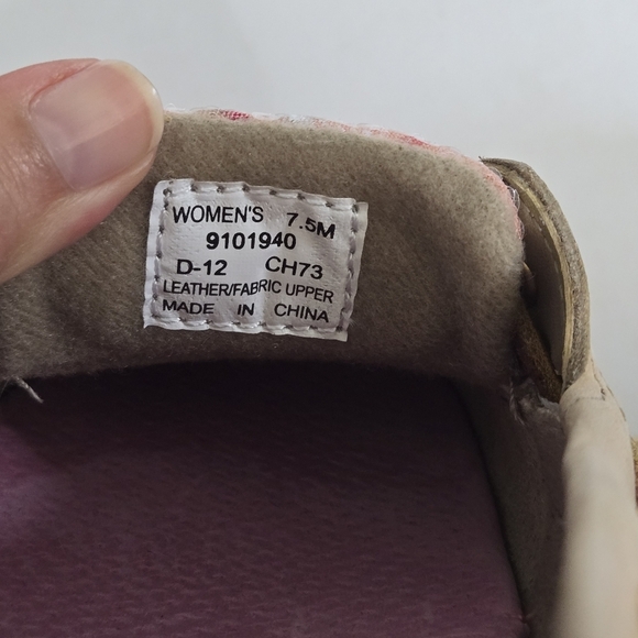 SPERRY Top-Sider Boat Shoes Tan Pink Plaid Sequin Loafer leather sz 7.5 - Picture 7 of 8